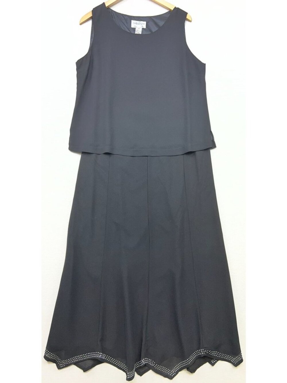 Tally Taylor Womens Formal Two-Piece Dress Set Beaded Hem Top Size 14 Black